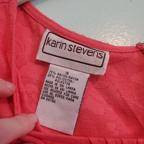 Vintage 90s Pink Faint Floral Pattern Sleeveless Side Slit A Line Maxi Dress - Picture 6 of 9